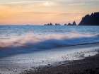 Rialto Beach, Olympic Peninsula, Washington State. Surf and sand at sunset. Art Print